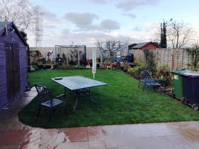 New Indian Sandstone Patio with Turf in Nuneaton (5)